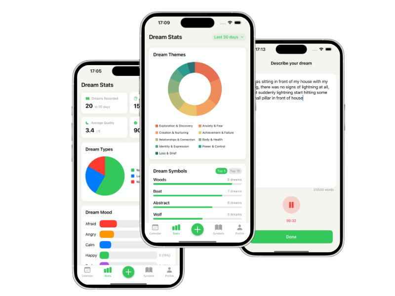 DailyDream App Interface Showcase